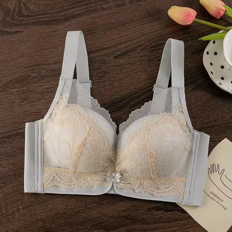 Sexy Lace Push Up Lingerie Bra Small Breast Gathering Anti-sagging Non-underwire Adjustable Bra