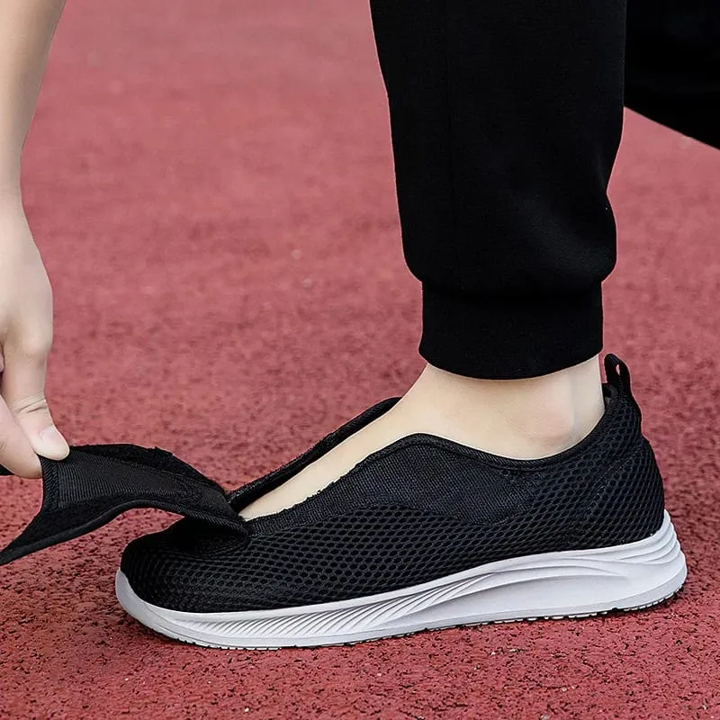 Sapatos abertos ajustáveis ​​para homens, leve, confortável, sapatos de caminhada para diabéticos, tênis para pés idosos inchados, largura normal