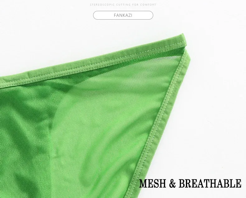 Men's Underwear Transparent Breathable Panties Male Low-waist High Fork Briefs