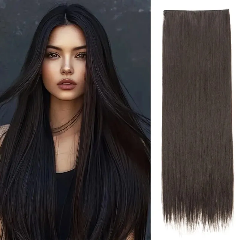 32Inch/40Inch Synthetic Long Straight Hair Extension 5 Clips-in Hair Black Brown Natural Invisible Hairpiece for Women