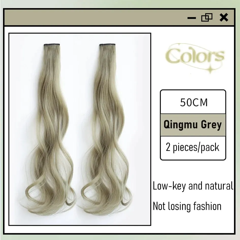 Sintetikong 2 Piraso/Set 50cm May Kulay na Curly na Mga Extension ng Buhok na Water Wave Pink/Blue/Purple Halloween/Christmas Wig