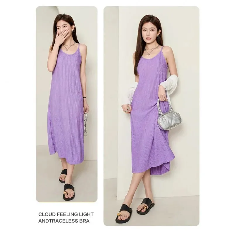Chiffon Pleated Dress Women Slim Fit Summer Dress Elegant Casual Layered Long Dress for Women