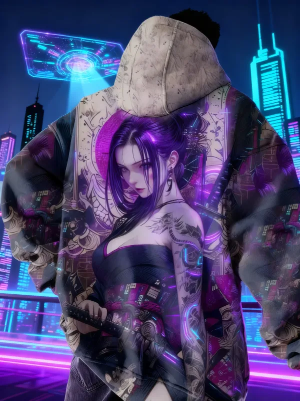 Hot Anime Girl Back Pattern Sweatshirt Casual Long Sleeve Hooded Pullover 3D Printing Top Fashion Oversized Men's Hoodies