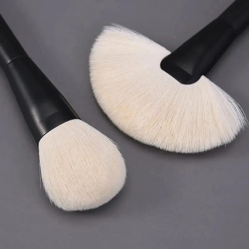 Natural Hair Makeup Brushes Travel Set 12PCS Portable With Eyebrow Eyeshadow Foundation Blending And Pouch