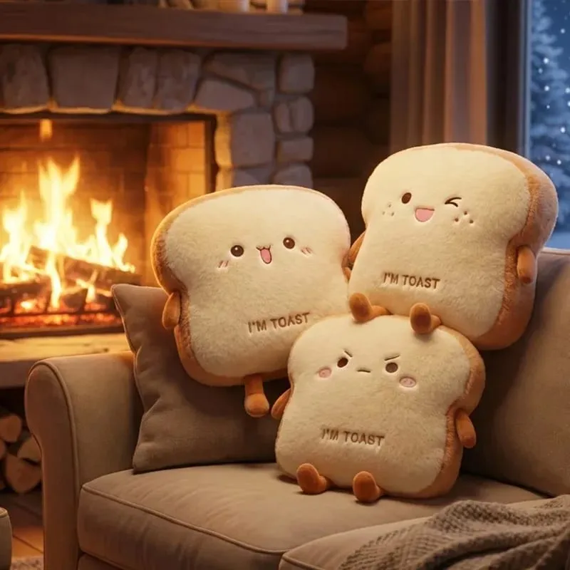 35cm Plush Bread Pillow Soft Toast Simulation Food Doll Warm Hand Cushion Home Decor Cute Kids Toy Birthday Gift