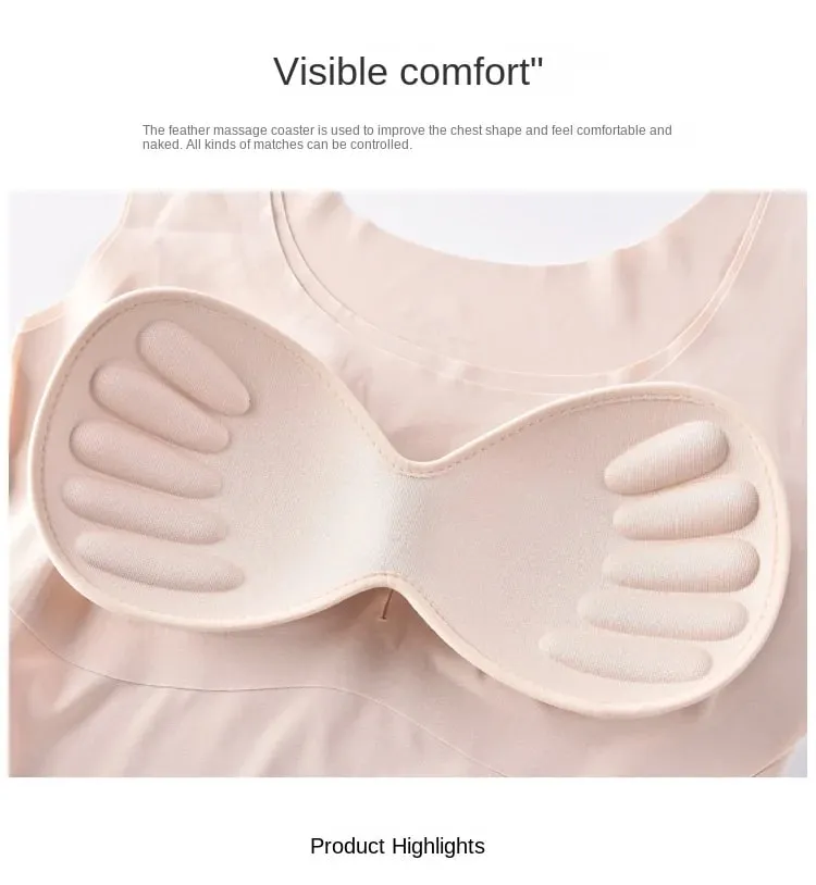 Ice Silk Wireless Padded Tank Top Push up Seamless Vest Crop Camisole Feminino Sleep Cami Soutien Gorge Lingerie Tee