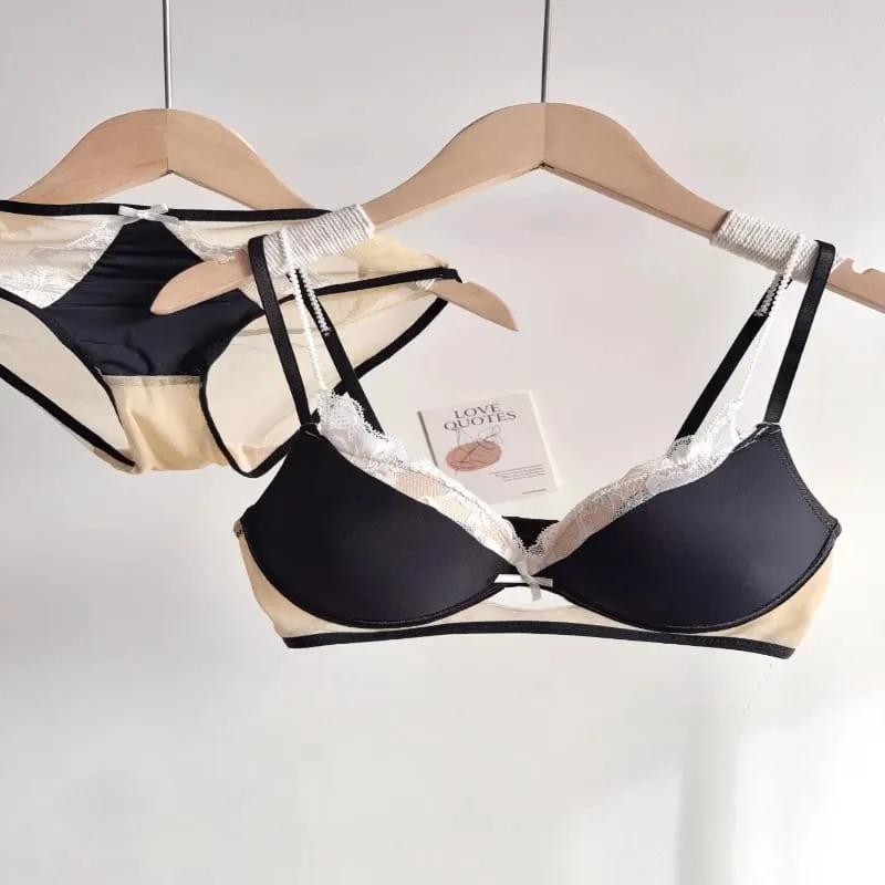 New French Lace Bra Set Ladies Push Up Lift Gathering Double Cup Small Bust Enhancer Soft Comfort Daily Wear Underwear for Women — image 5