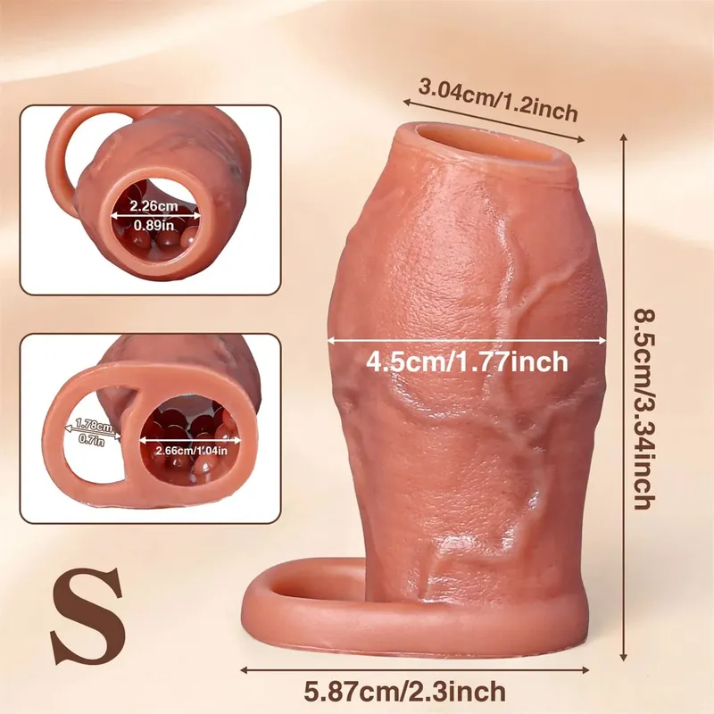 Skin Feeling Realistic Dildo Dick Pump Sleeve Enlargement Penis Covers Extender Men's Condoms Cock Ring Adult Sex Toy For Male