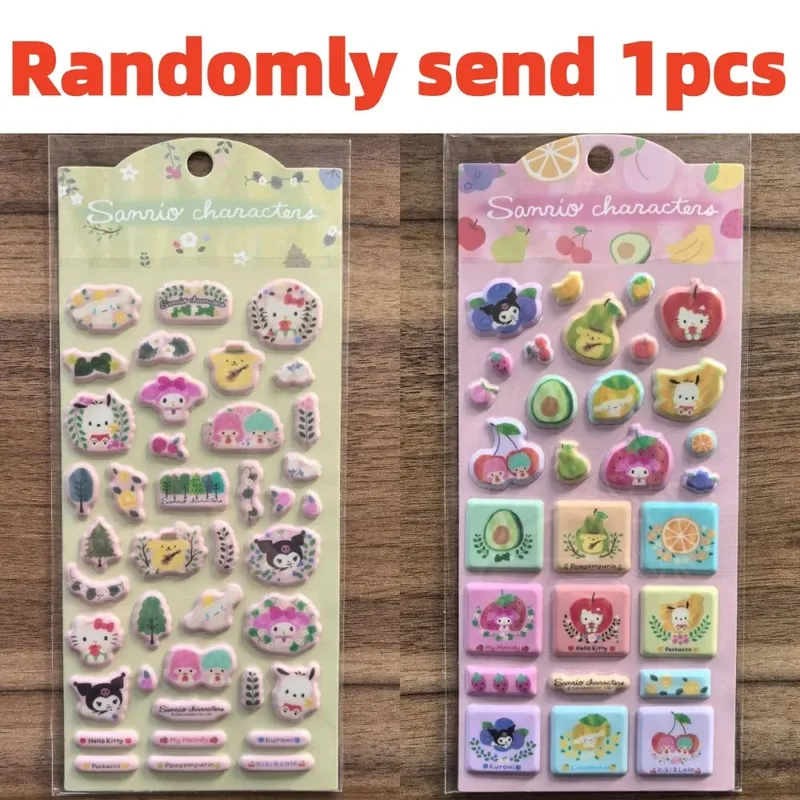 Genuine Sanrio 3D Stickers Toys Cartoon Hello Kitty Kuromi Melody Scrapbook Decor Sticker For Phones Water Mug Notebooks Decals