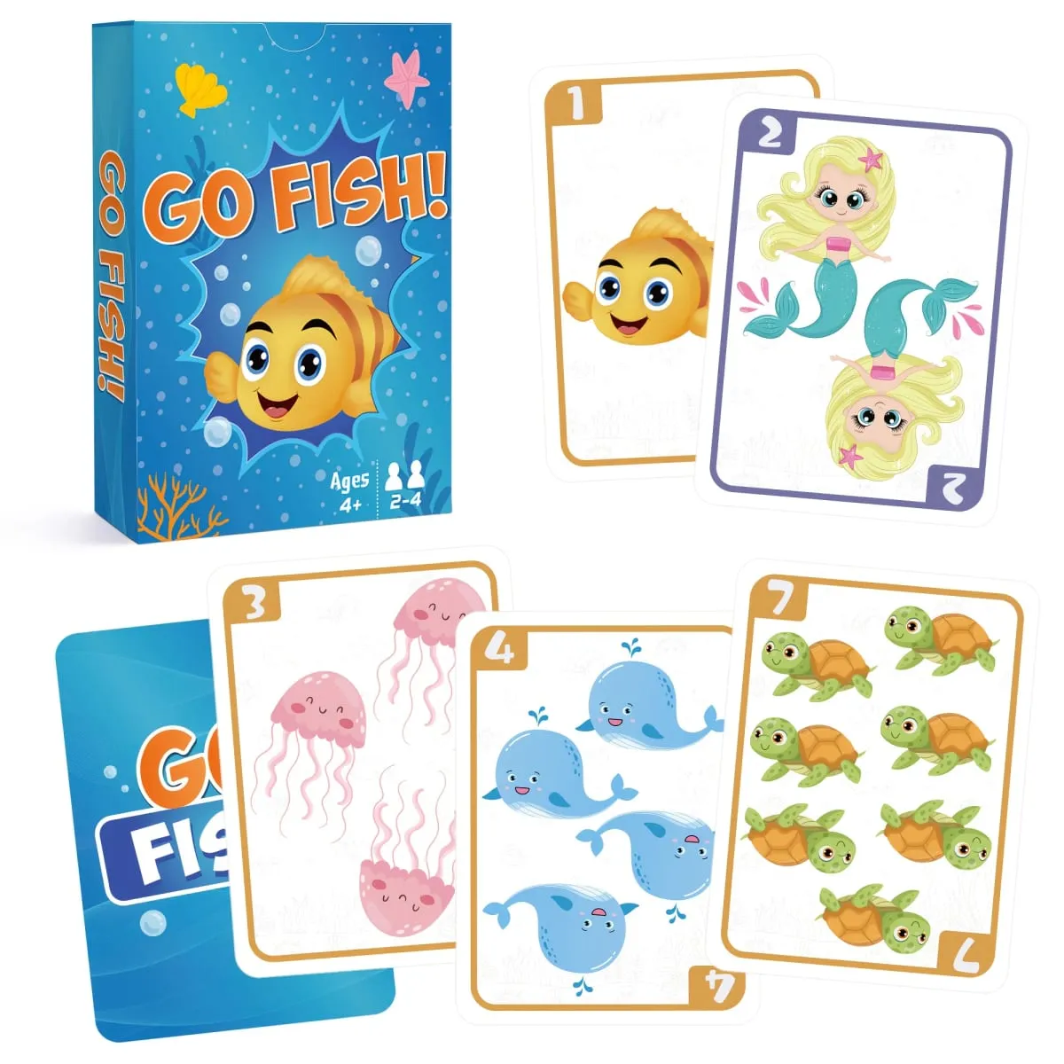 4 in 1 Kids Card Games: Go Fish Old Maid Memory Match Slap Jack; Birthday Gifts for Boys and Girls Ages 4+; Educational Game