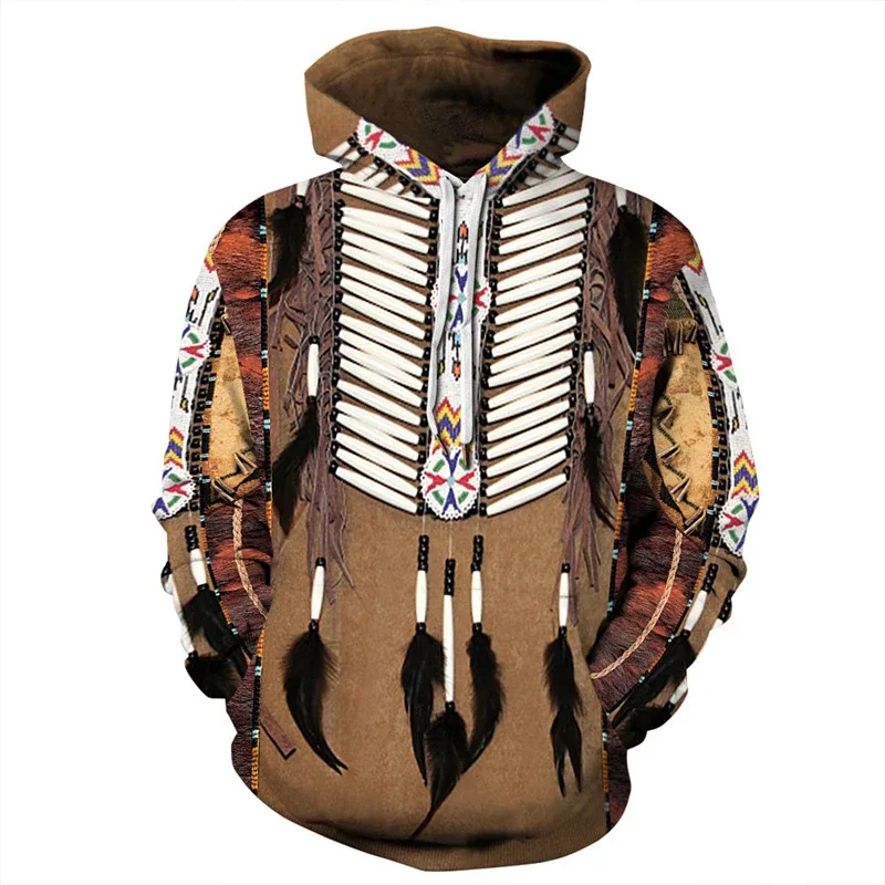 Fashionable 3D Printed Bohemian Pattern Men's Top Fashionable Men's Loose Large Sports Hoodie Street Retro Long Sleeve Hoodie