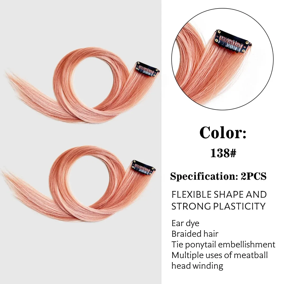 Synthetic Colored Clip In Hair Extensions Straight Highlight Hair Streaks Rainbow Hanging Hair Pieces Hairpiece For Women Party