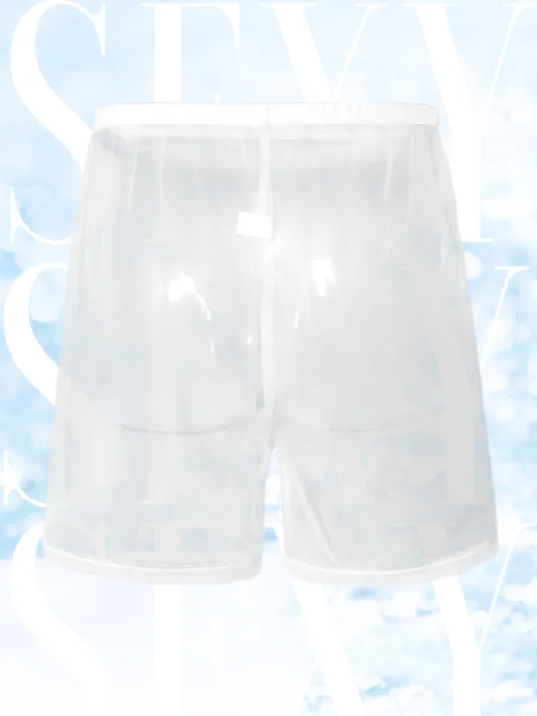 Sous-vêtements Sexy en maille transparente pour hommes, 1 pièce, doux, Transparent, pour la maison, coupe ample, pantalon de boxe, short de sommeil, vêtements de nuit, pyjama
