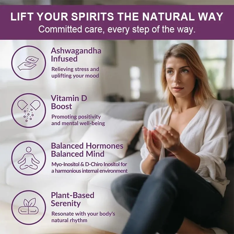 Myo Inosito Capsules & D-Chiro Inositol with Ashwagandha Root & Vitamin D3 Hormone Balance for Women Regulate Menstrual Cycle