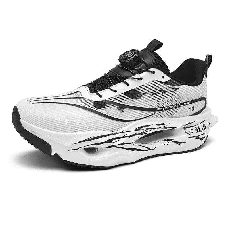 Men Women Carbon Plate Running Shoes Summer Breathable Mesh Racing Sneakers Rotating Buckle Sports Couple Shoes