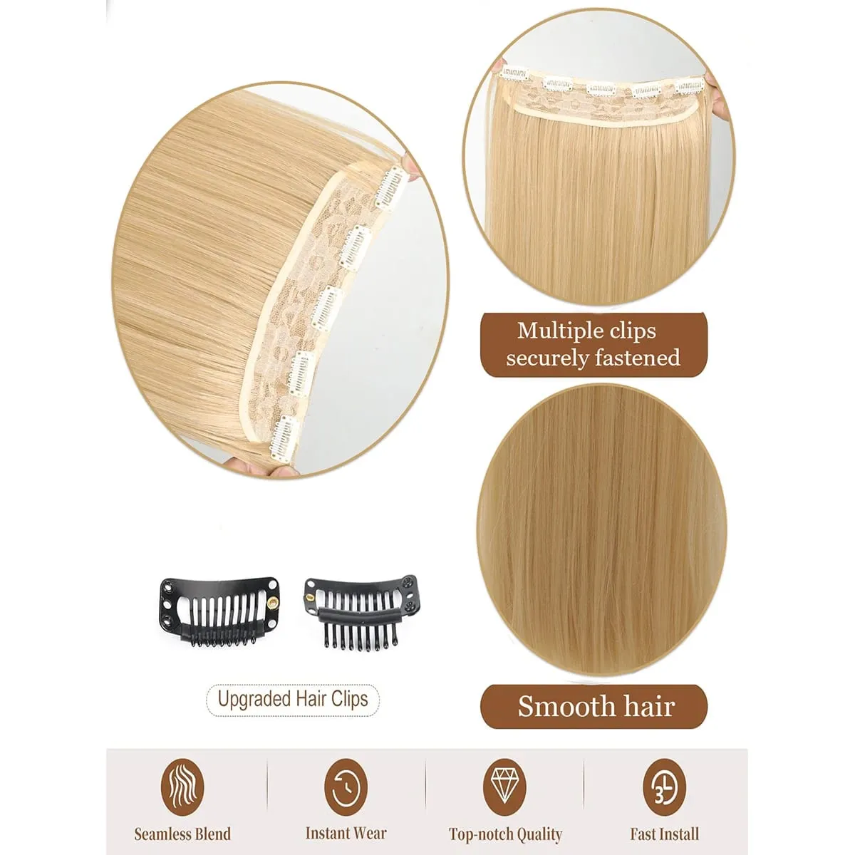 Synthetic 20-40 Inch Extra Long Straight Hair Extension 5 Clips Black Blonde Brown Red High Temperature Fake Hairpiece