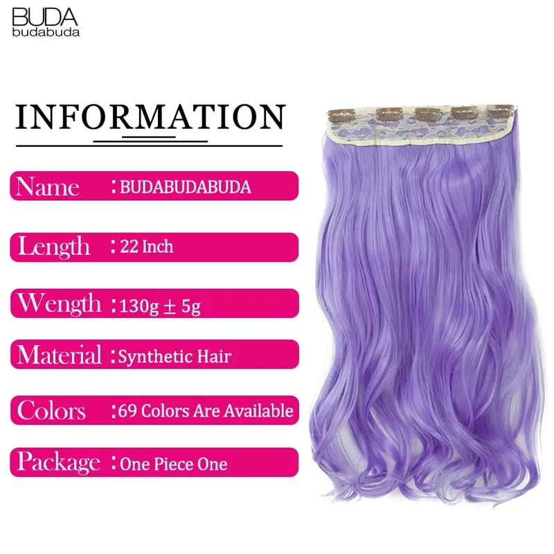 Longo reto encaracolado uma peça 5 clipes clip-in extensões 22 Polegada penteados resistentes ao calor cor mistura loira pedaço de cabelo para mulher