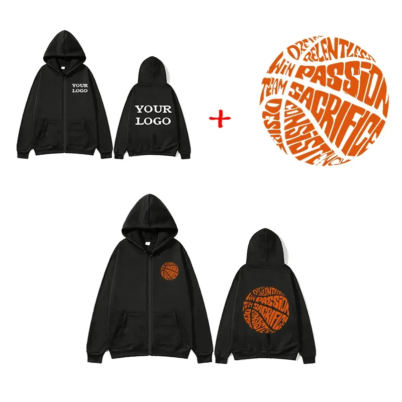 Custom Printed Hoodies Men and Women Zipper Hooded Sweatshirts Loose Casual Clothing Hooded Cardigans Men's Street Hoodies
