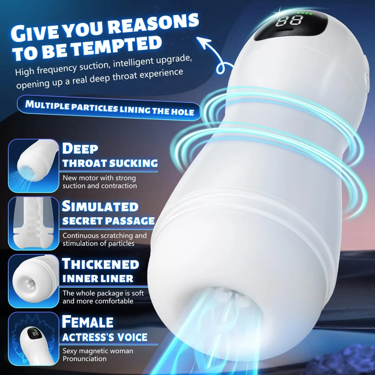 LED Automatic Male Masturbator Cup Blowjob Machine Real Vagina 9 Sucking Vibrating Modes Oral Masturbatio Sex Toys For Men