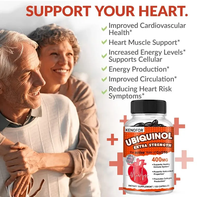 Ubiquinol CoQ10 400 mg Softgel Antioxidant - Superior Absorption Active Form Immune and Skin Support