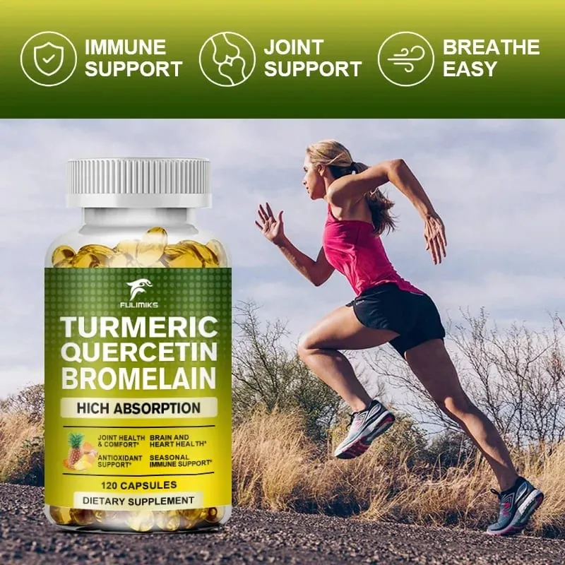 Buy 2 Get 2 Free! Turmeric Quercetin Bromelain Capsules Triple-Action Anti-Inflammatory Support for Joint Health & Immunity