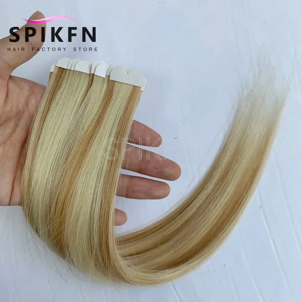 14inches Mini Tape-In Hair Extensions Straight Human Hair Seamless Skin Weft 10pcs/pack Lightweight Butterfly Tape Hair