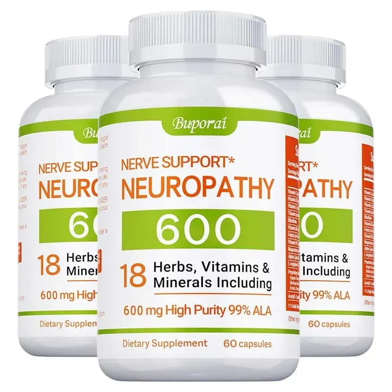 Neuropathy Support Supplement 600mg - Reduces Stress Promotes Nerve Health and Brain Function Cellular Energy Non-GMO