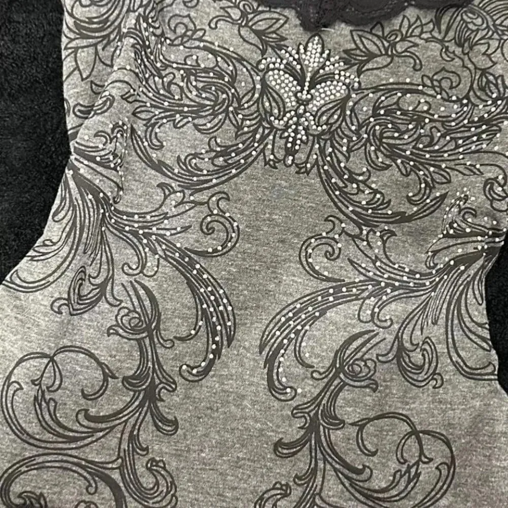 Punk Hottie Vintage Diamonds Print Camisole Vest Women American Sexy Outerwear Slim Patchwork Lace Tanks Gothic Y2k Crop Tops