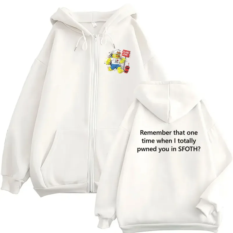 Funny Blame John Meme Zipper Hoodie Shedletsky Forsaken Fashion Autumn/Winter Sweatshirt Men Women Casual Oversized Coats Hoody