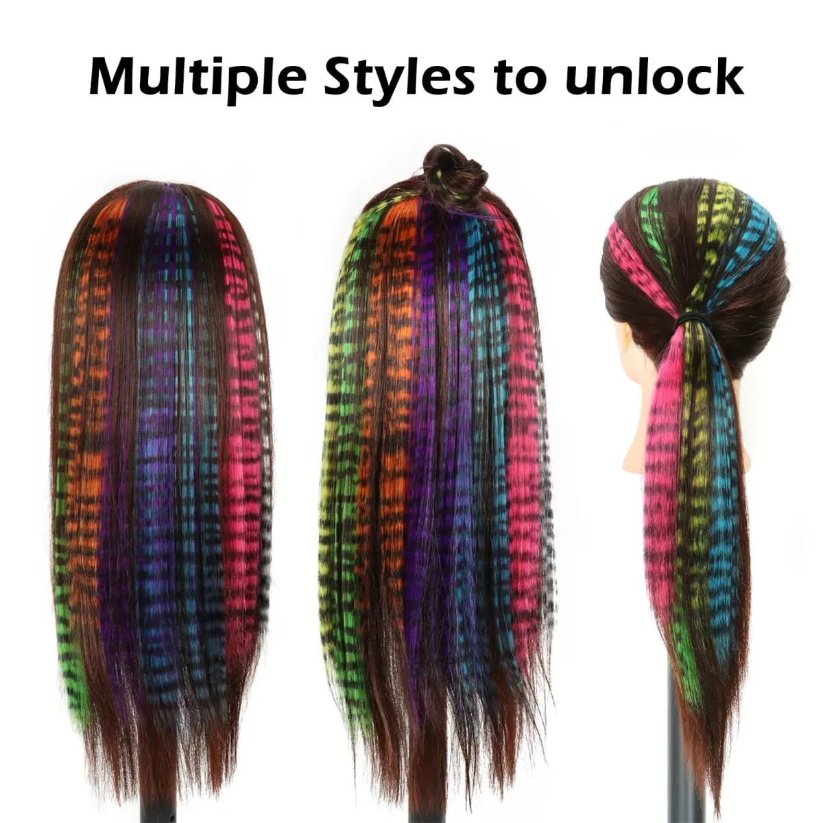 Synthetic Clip in Striped Hair Extensions Clip in Leopard Print Hairpieces Colorful hairpieces for women girls Christmas