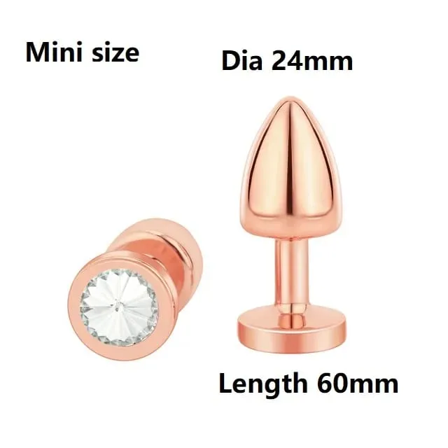 Perline anali in metallo di piccole dimensioni Butt Plug Mini Arcobaleno Butt plug in oro rosa Gioielli in cristallo Trainer Dildo anale Masturbazione Giocattolo del sesso
