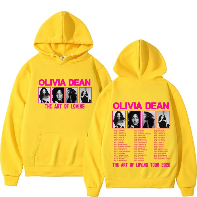 Olivia Dean Art of Loving Tour 2026 Graphic Hoodie Men Women Fashion Sweatshirts Loose Casual Oversized Pullover Streetwear Tops