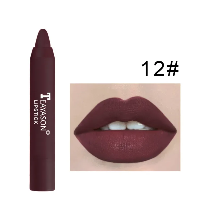 12 farben Samt Matte Lippenstifte Bleistift Wasserdicht Langlebig Sexy Rot Lippenstift auf-Stick Tasse Make-Up Lip Tint Stift kosmetik