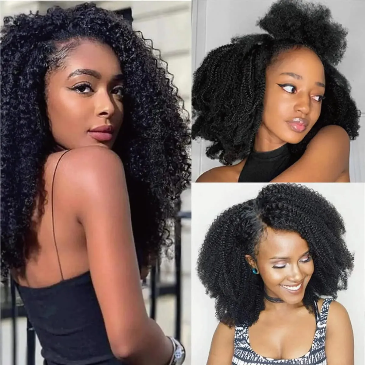 Afro Kinky Curly Clip in Hair Extensions Human Hair 12A Brazilian Hair Water Wave Clip Ins 120g Natural Black 8Pcs/Set Full Head