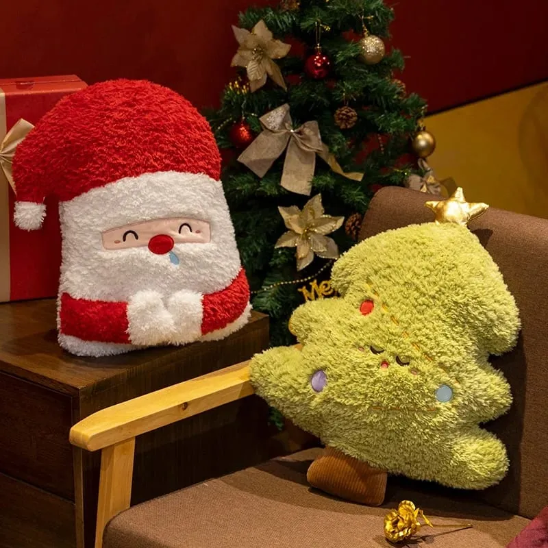 Christmas Back Pillow Gingerbread Man Sofa Cushion Pillow Christmas Santa Elk Snow Man Plush Toy Kid Christmas Birthday Gift