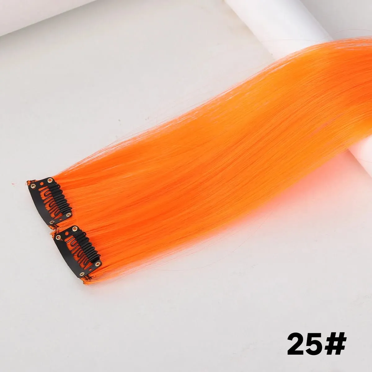 2PCS synthetic color hair extension piece wig women's highlighting clip hair heat-resistant wig piece long straight hair