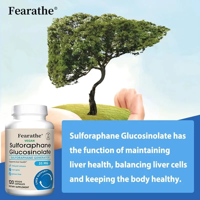 Kapsul Sulforaphane Glucosinolate - Ekstrak Biji Brokoli dengan Detoks Hati Myrosinase & Sokongan Kesihatan Selular 120 Kiraan