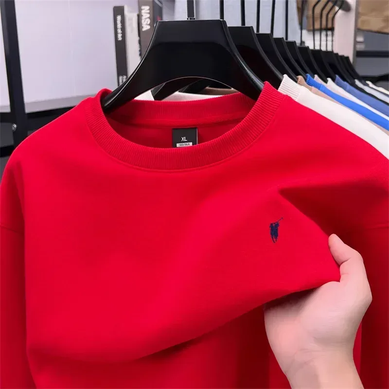 2026 Men's Crewneck Casual Long-sleeve Printed Leisure T-shirt Solid-color Multi-functional Leisure T-shirt