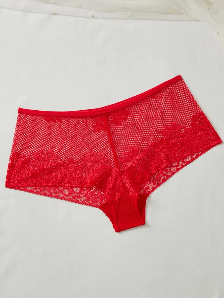 4 PCS Women's Underwear Set Sexy Floral Lace Push Up Bra Sheer Breathable Panties Stylish Comfortable Sexy Lingerie