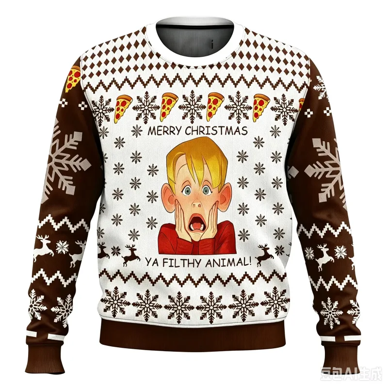 Suéter feio de feliz Natal para homens e mulheres, pulôver de animação de desenho animado, top de manga comprida estilo Harajuku