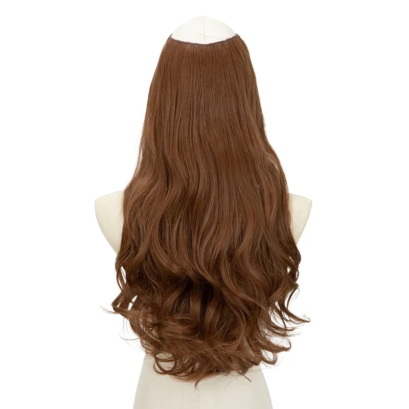 Extension de cheveux synthétiques à Clip en U de qualité supérieure, postiche longue, épaisse et bouclée, Blonde naturelle, faux cheveux résistants à la chaleur pour femmes