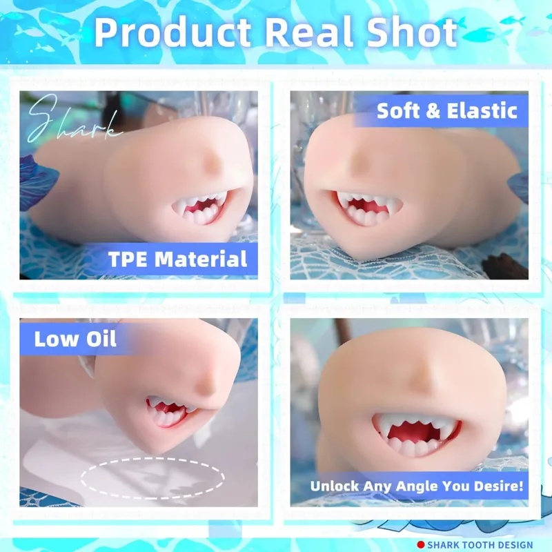 YUU Mouth Male Masturbator Real Mouth Deep Throat Pocket Pussy Blowjob with Fangs Tongue Sea Predator Masturbation Toys Oral Sex