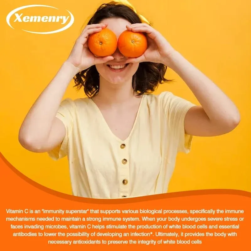 Vitamin C Capsules 1000mg - Immune System and Collagen Booster Skin Health Antioxidant Supplements