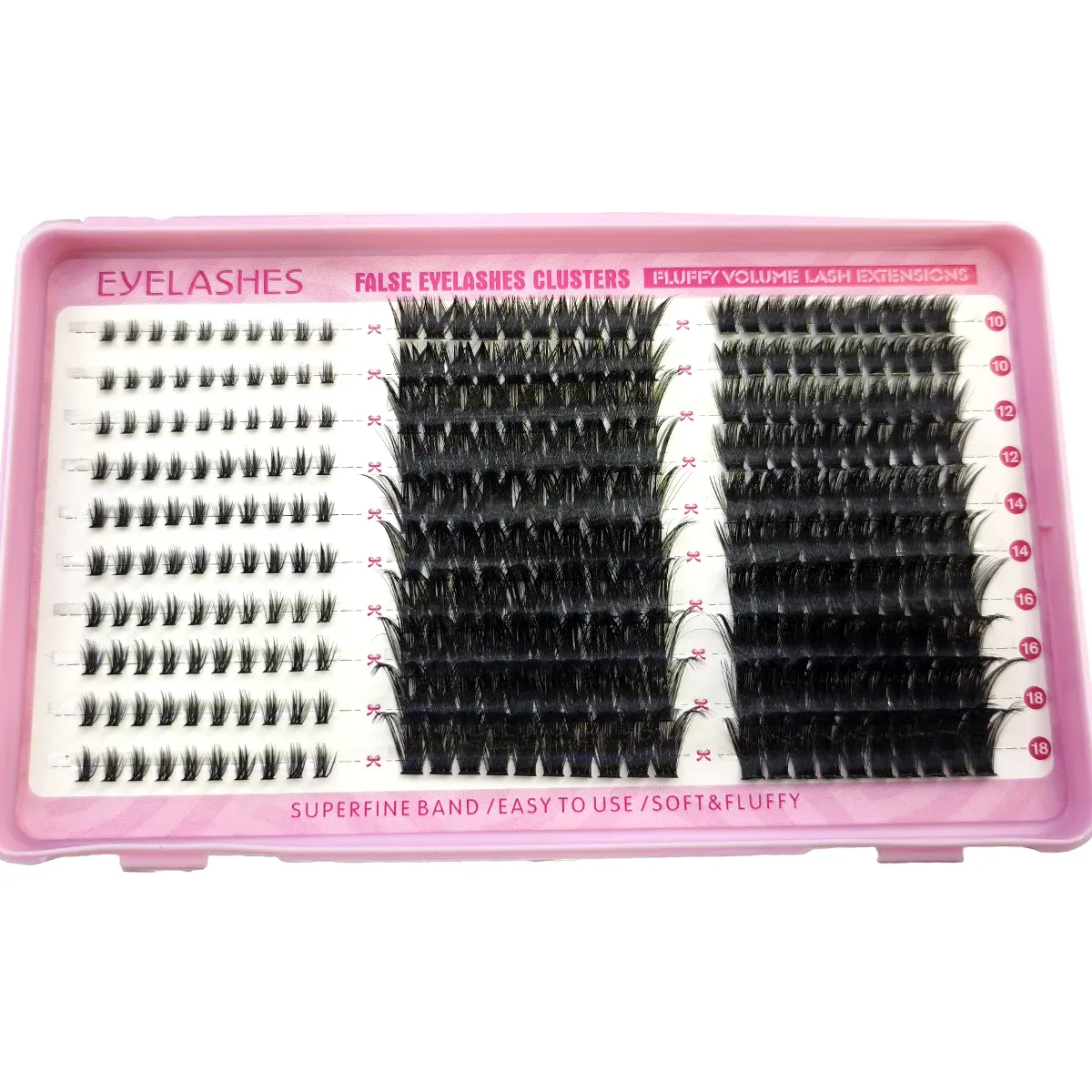 600PCS False Eyelash Cluster DIY Extended Mixing Disc Plump Clustered Single Piece Cat Eye False Eyelash Spikes+Bottom