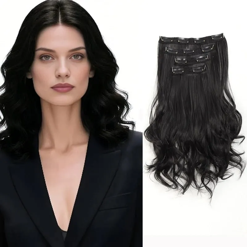 Wig piece wig women's four piece set large wave clip hair synthetic hair extensions