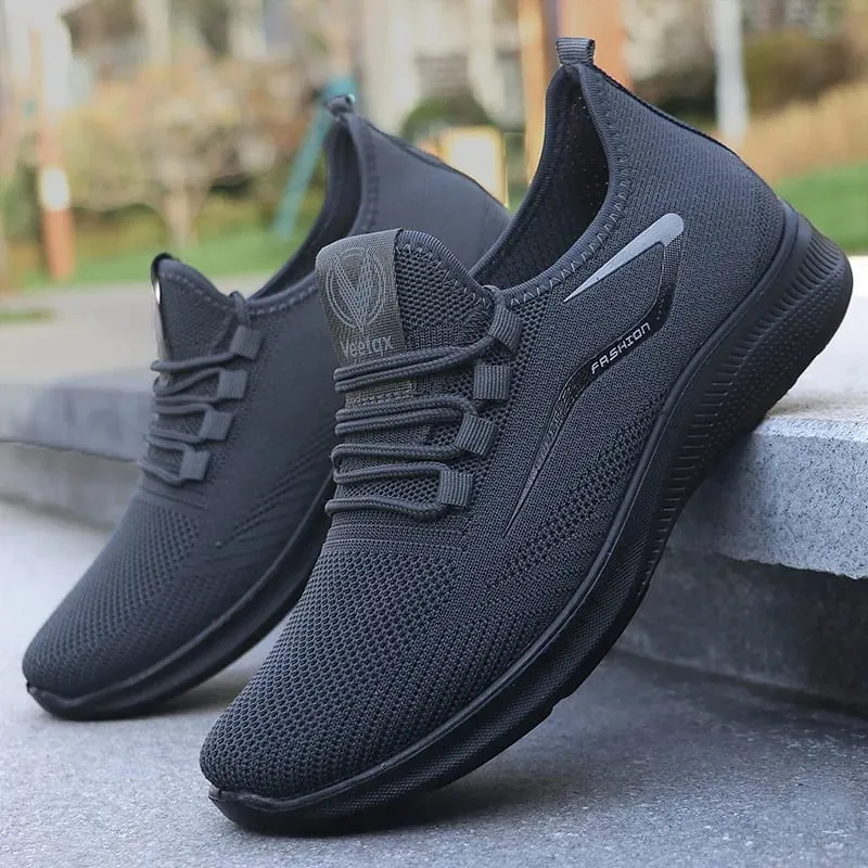Panlalaking Breathable Knit Lace Up Casual Shoes Magaan ang Malambot na Sol na hindi madulas na Walking Sneakers para sa Panlabas na Libreng Pagpapadala na Sapatos