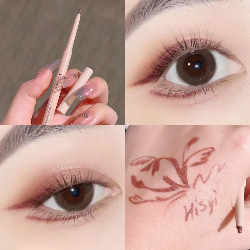 Ultra-fine Matte Red Gel Eyeliner Pencil Brown Under Eye Liner Pen Waterproof Matte Aegyosal Lying Silkworm Eyes Makeup