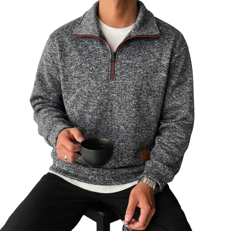 Men's Long Sleeve Half Zipper Sweatshirts Solid Pullover Luxury Zip Up Hoodies Casual Mens Coats Gym Man Quarter Zip Poleron