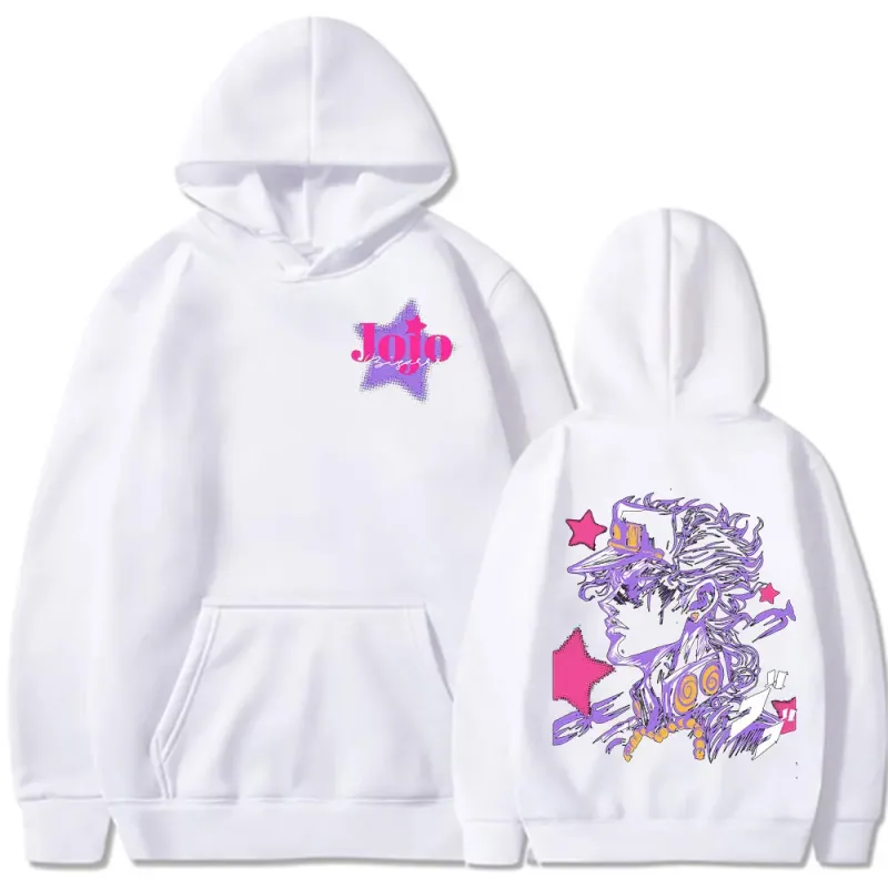 Anime JoJo Bizarre Adventure Kujo Jotaro Hoodies Men Women Clothing Fashion Casual Pullovers Long Sleeves Oversized Sweatshirts