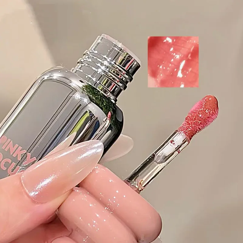 Pinkyfocus Clear Gloss Lip Oil Ενυδατικό γυάλινο φινίρισμα Μη κολλώδες γυμνό σκιά Ιδανικό για στρώσεις για να φωτίζουν τα χείλη